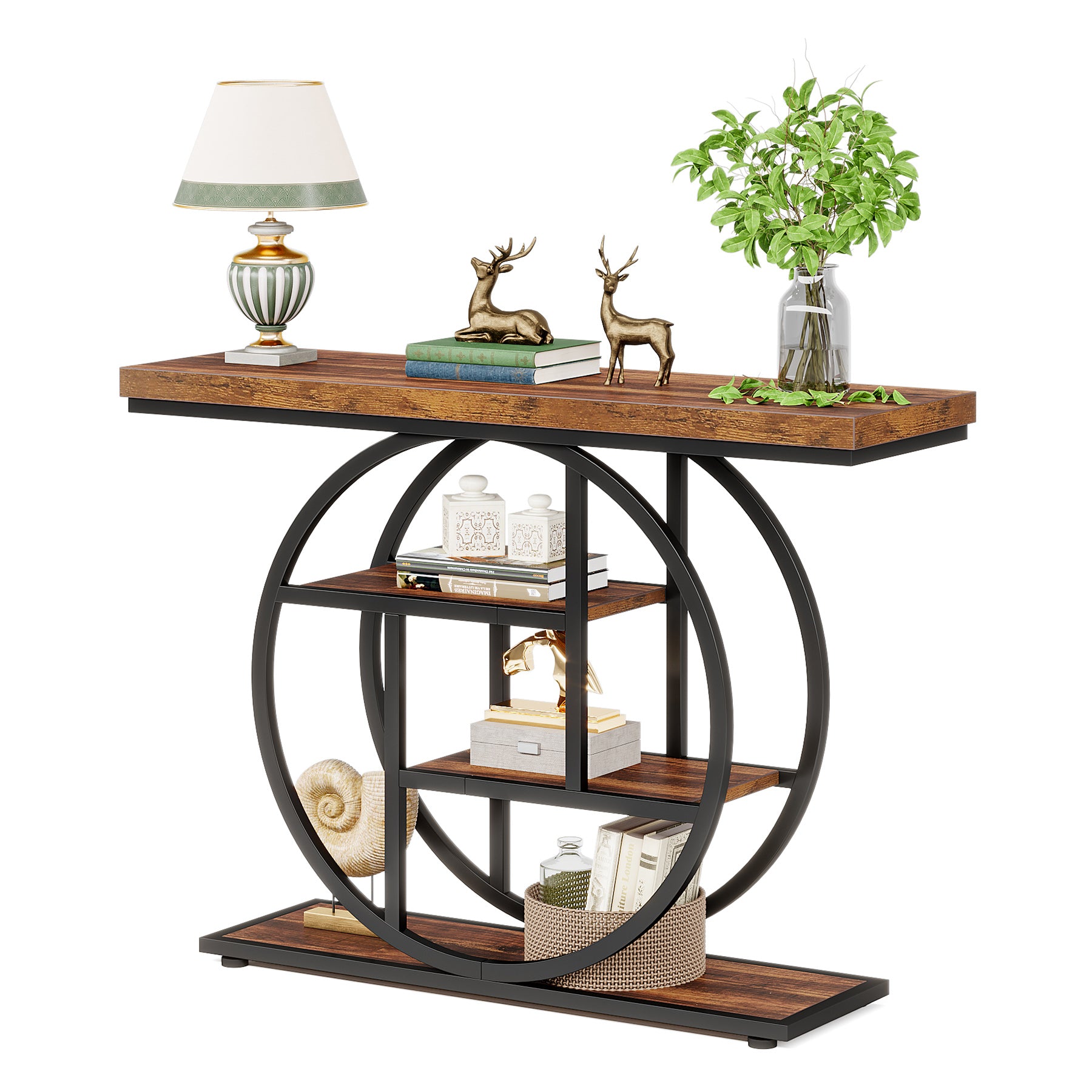 41.3" Console Table with 4-Tier Shelves